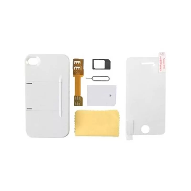 matshop.gr - ΣΕΤ IPHONE 4 FACEPLATE ΑΣΠΡΗ ΘΗΚ.-MICRO SIM ADAPTOR-FLEX-ΠΡΟΣΤΑΤ