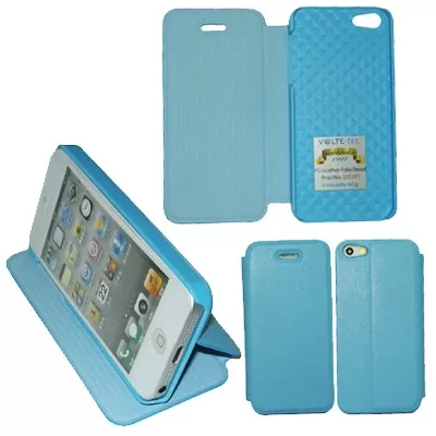 matshop.gr - VOLTE-TEL ΘΗΚΗ IPHONE SE/5/5S PU LEATHER FOLIO-STAND LIGHT BLUE