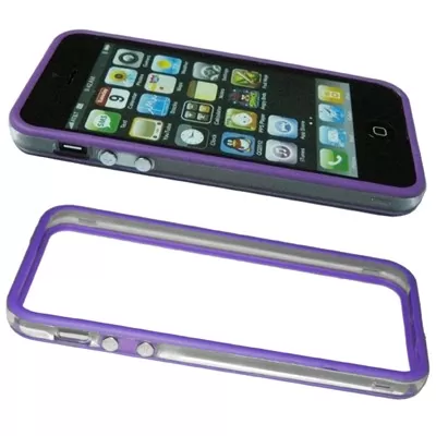 matshop.gr - VOLTE-TEL ΘΗΚΗ IPHONE SE/5 BUMPER METAL BUTTON TRANSPARENT-PURPLE