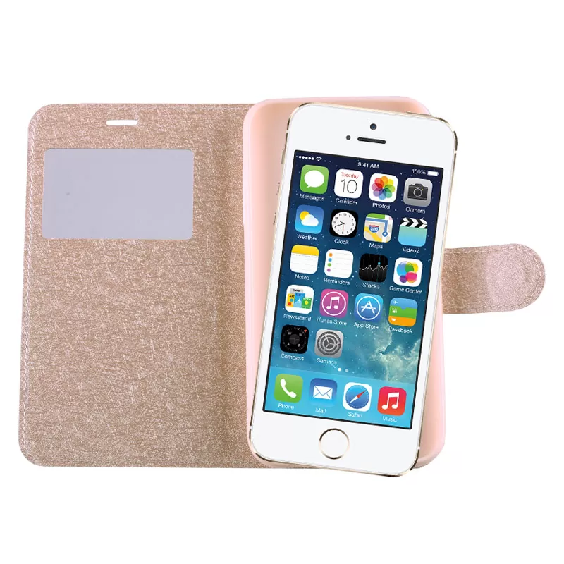 matshop.gr - VOLTE-TEL ΘΗΚΗ IPHONE SE/5/5S 4.0" LEATHER GOLD-TPU VIEW BOOK STAND