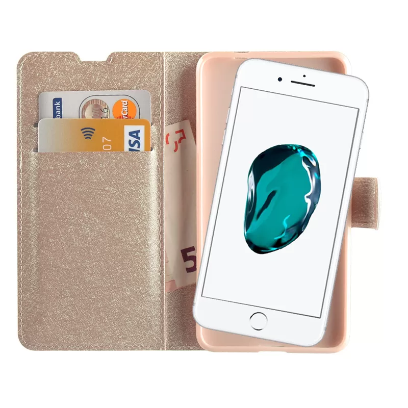 VOLTE-TEL ΘΗΚΗ IPHONE 8/7 PLUS 5.5" LEATHER GOLD-TPU BOOK STAND