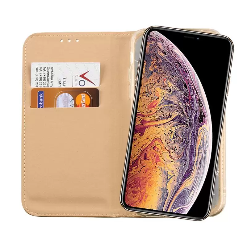 matshop.gr - VOLTE-TEL ΘΗΚΗ IPHONE XS MAX 6.5" POCKET MAGNET BOOK STAND GOLD