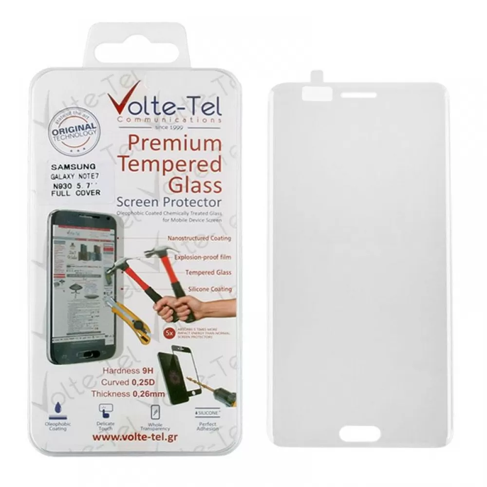 matshop.gr - VOLTE-TEL TEMPERED GLASS SAMSUNG NOTE FE N935 5.7" 0.26mm 3D CURVED FULL COVER TRANSPARENT