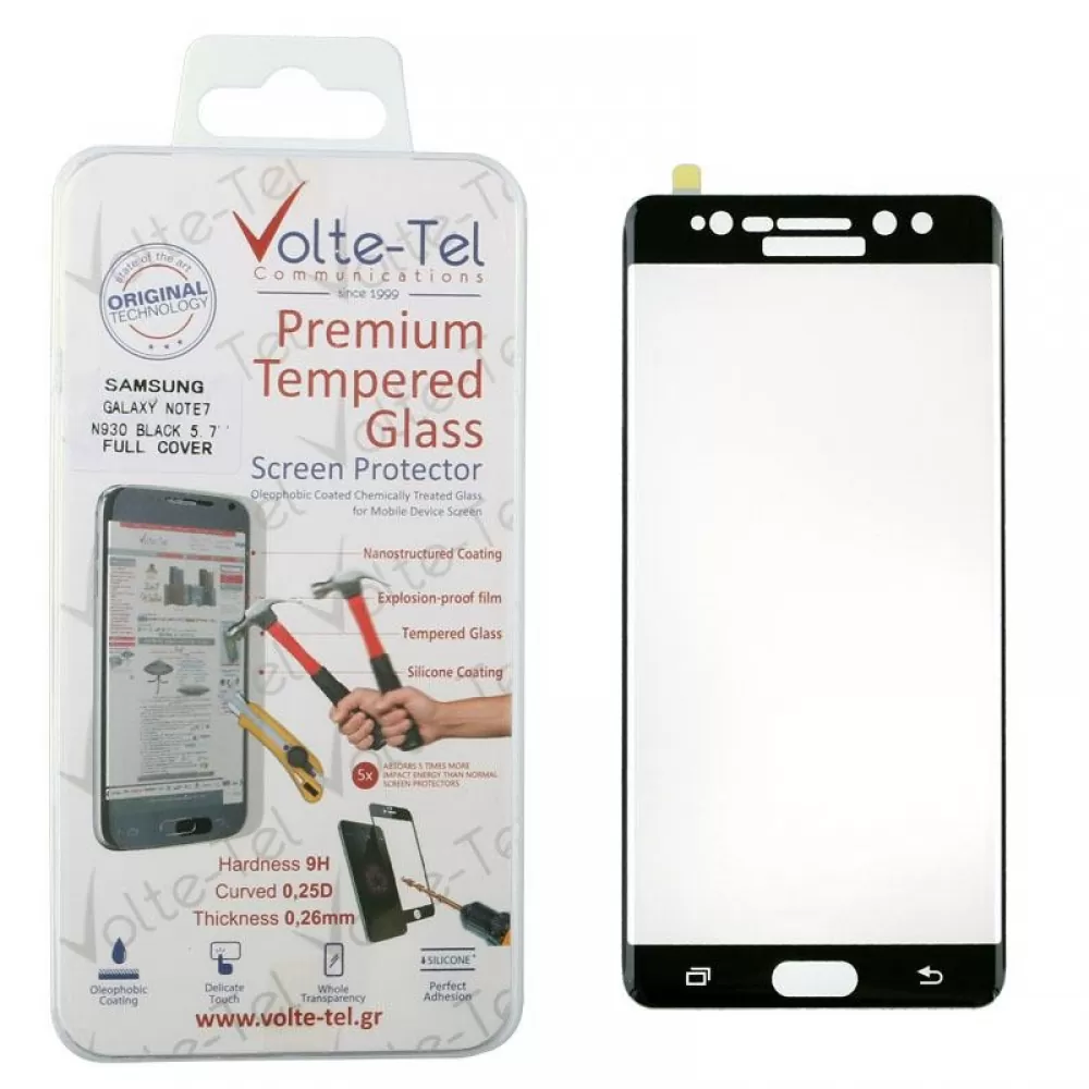 matshop.gr - VOLTE-TEL TEMPERED GLASS SAMSUNG NOTE FE N935 5.7" 0.26mm 3D CURVED FULL COVER BLACK