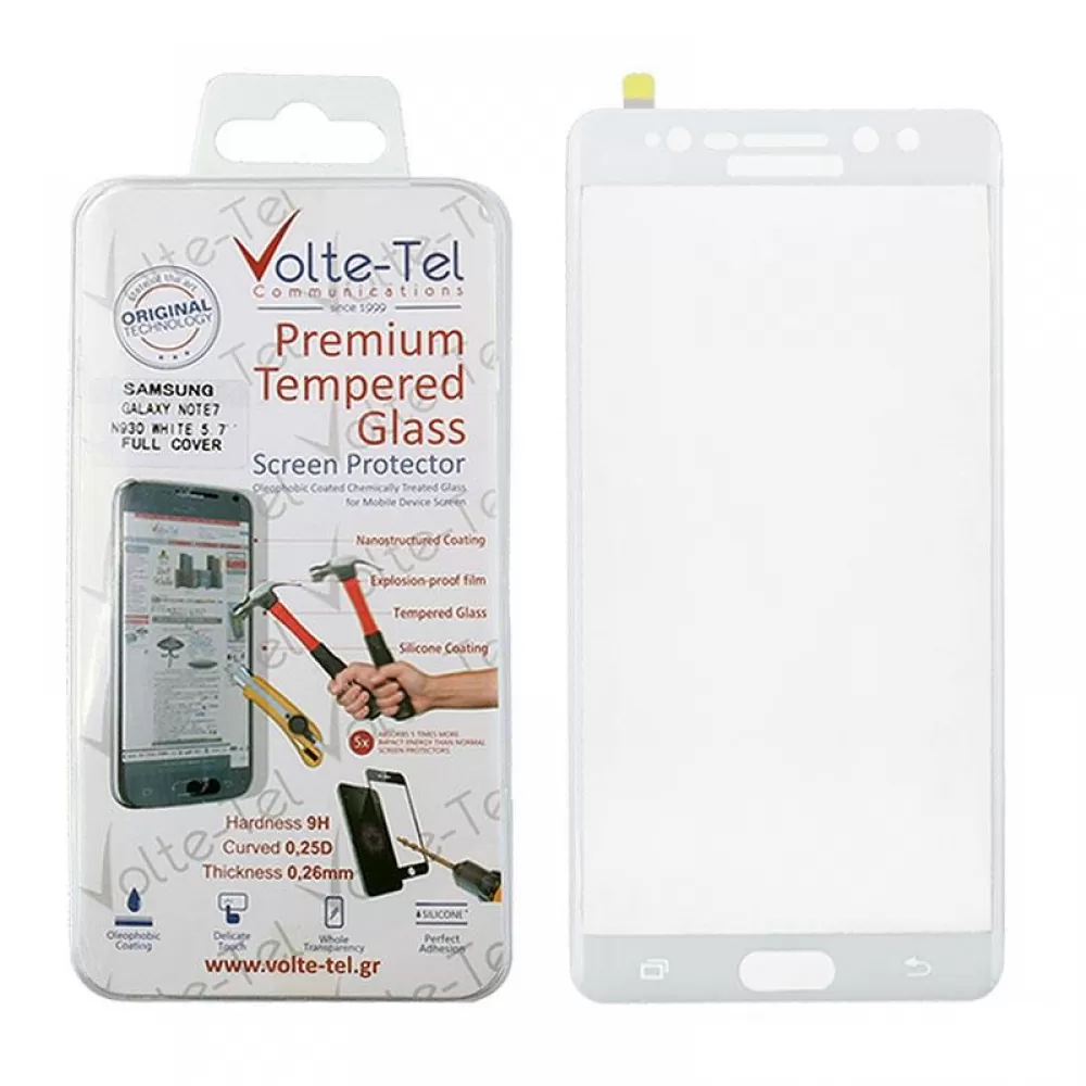 matshop.gr - VOLTE-TEL TEMPERED GLASS SAMSUNG NOTE FE N935 5.7" 0.26mm 3D CURVED FULL COVER WHITE