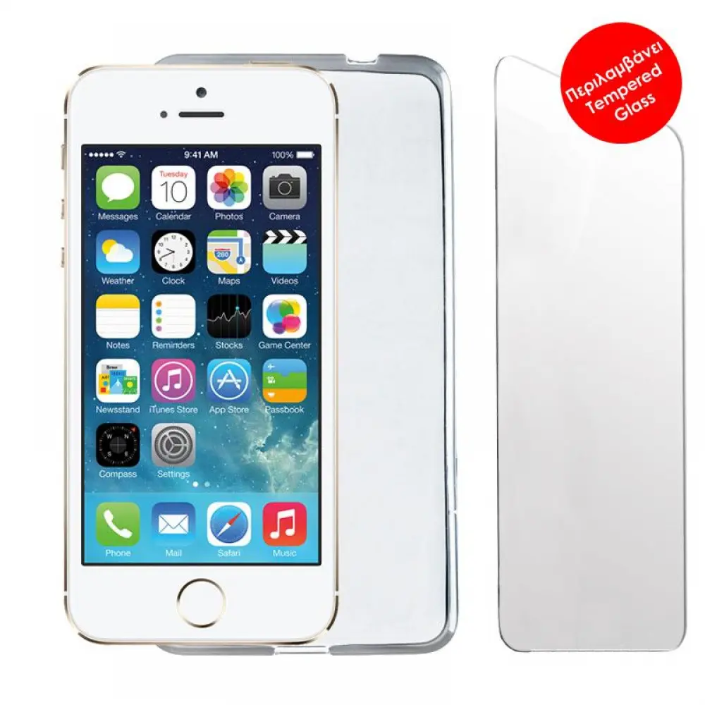 matshop.gr - VOLTE-TEL COMBO IPHONE SE/5S/5 4.0" TEMPERED 0.30 + ΘΗΚΗ SLIMCOLOR WHITE