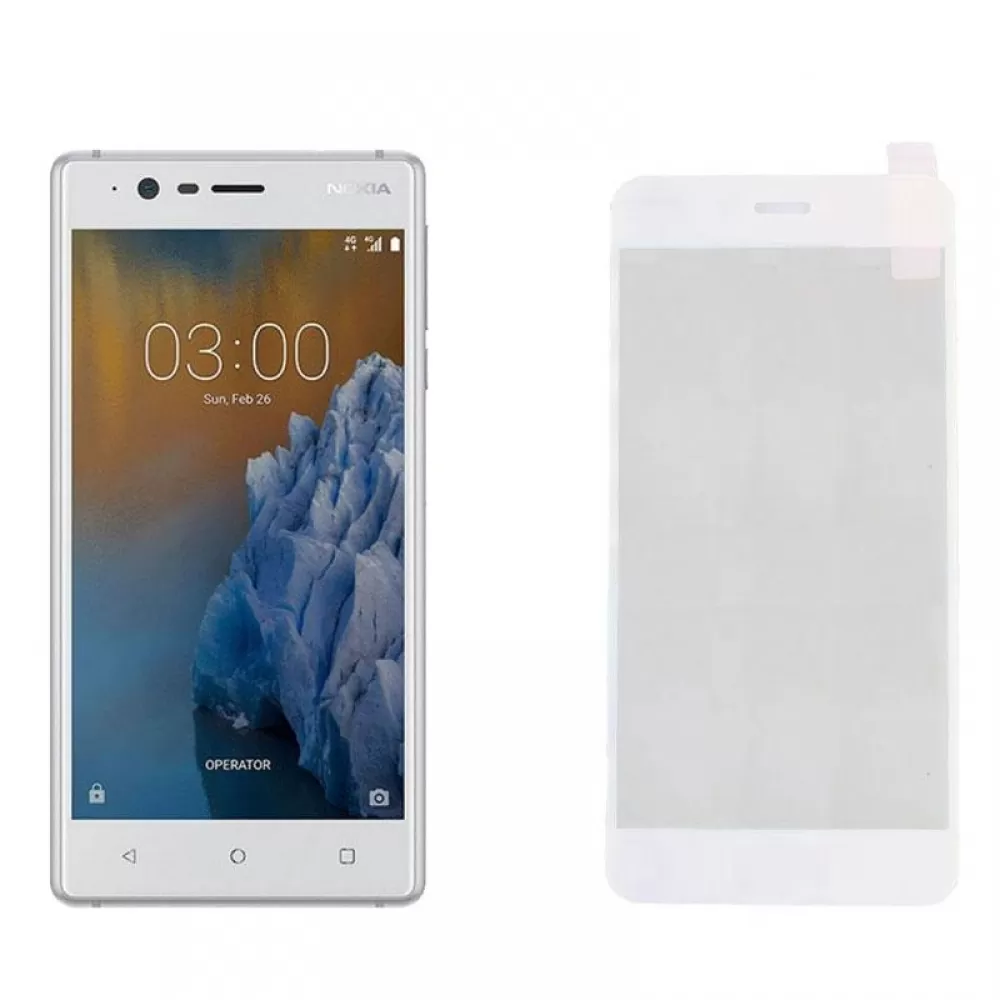 matshop.gr - IDOL 1991 TEMPERED GLASS NOKIA 3 5.0" 9H 0.25mm 2.5D SPECIAL FULL COVER WHITE