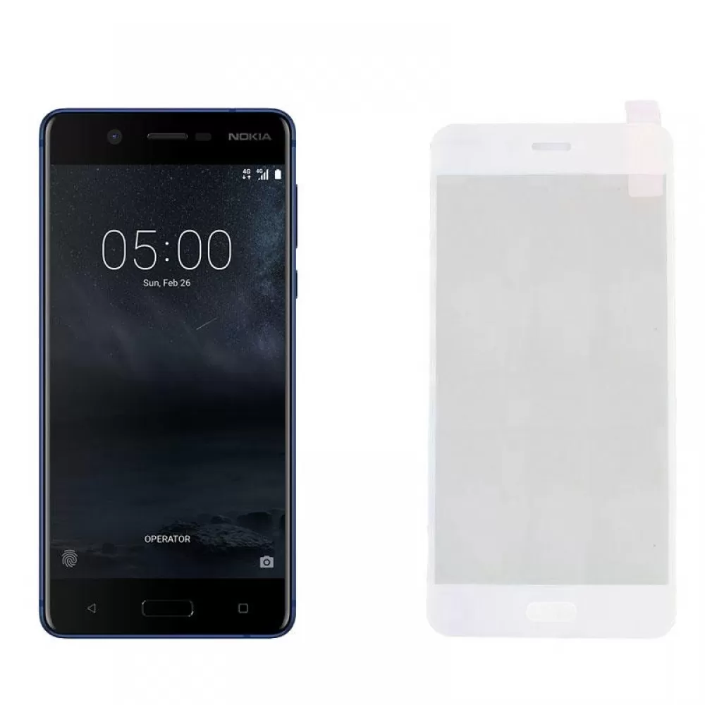 matshop.gr - IDOL 1991 TEMPERED GLASS NOKIA 5 5.2" 9H 0.25mm 2.5D SPECIAL FULL COVER WHITE