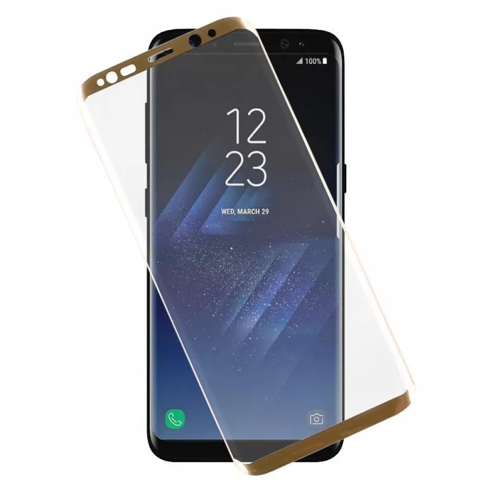 matshop.gr - IDOL 1991 TEMPERED GLASS SAMSUNG S8+ G955 6.2"9H 0.30mm 3D CURVED FULL COVER GOLD