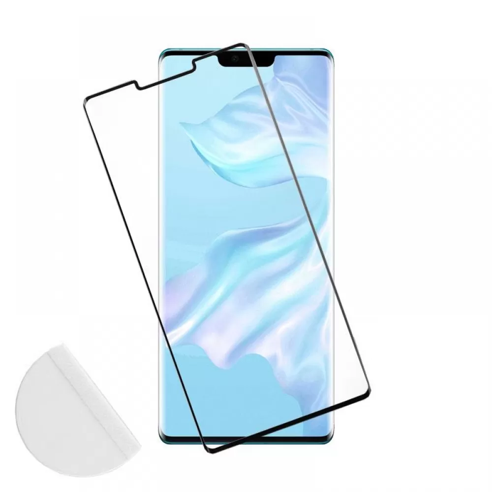 matshop.gr - IDOL 1991 TEMPERED GLASS HUAWEI MATE 30 PRO 6.53" 9H 0.30mm 3D FULL GLUE SEMI CURVED FINGER UNLOCK BLACK + SQUEEZY CARD