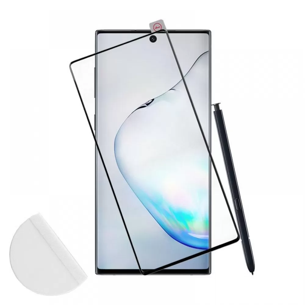 matshop.gr - IDOL 1991 TEMPERED GLASS SAMSUNG NOTE 10 N970 6.28" 9H 0.30mm 3D FULL GLUE SEMI CURVED FINGER UNLOCK BLACK + SQUEEZY CARD