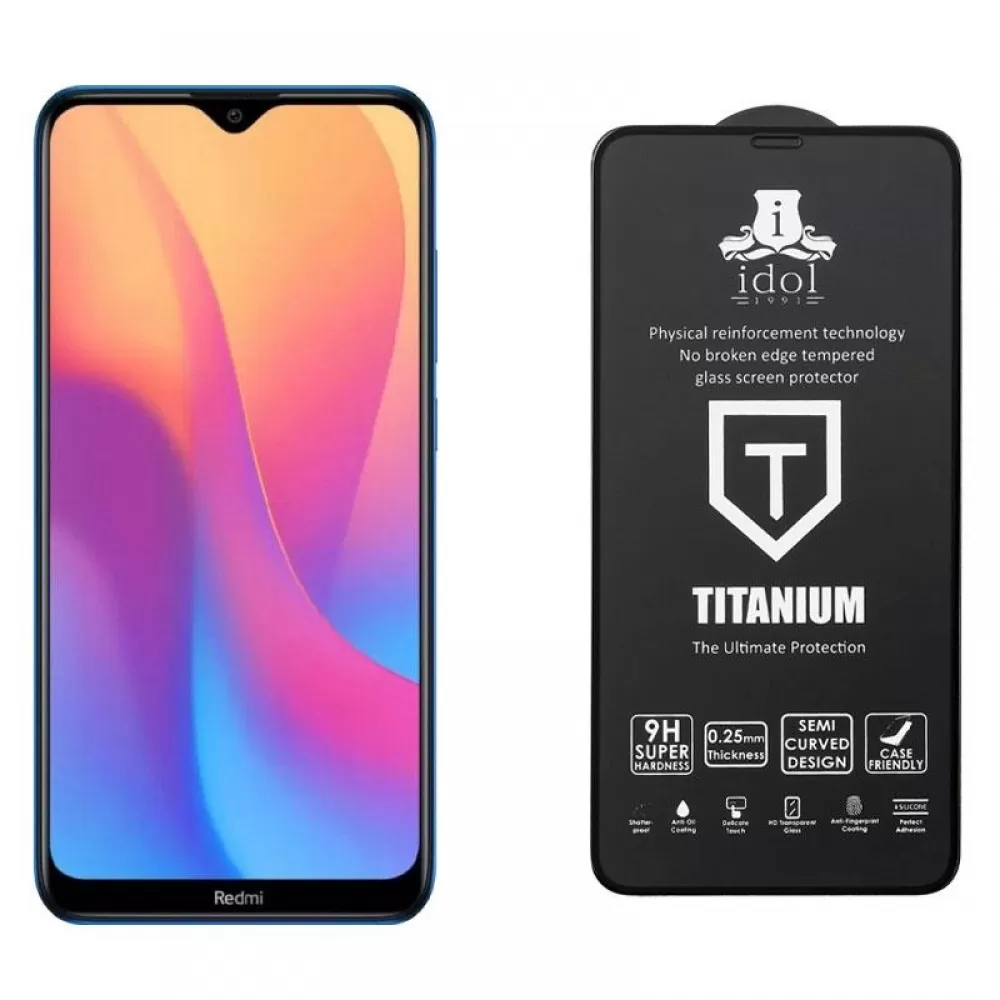 matshop.gr - IDOL 1991 TEMPERED GLASS XIAOMI REDMI 8A 6.22" 9H 0.25mm TITANIUM SEMI CURVED FULL GLUE BLACK