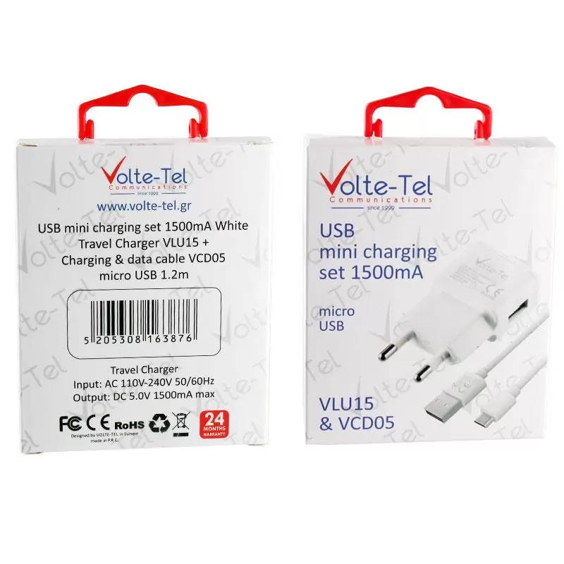 matshop.gr - VOLTE-TEL MICRO USB(ΦΟΡΤΙΣΗΣ-DATA VCD05+TRAVEL VLU15 1500mA) WHITE