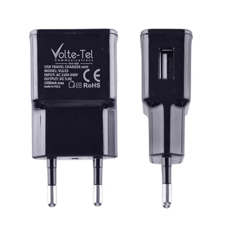 matshop.gr - VOLTE-TEL USB TRAVEL CHARGER mini VLU15 1500mA BLACK