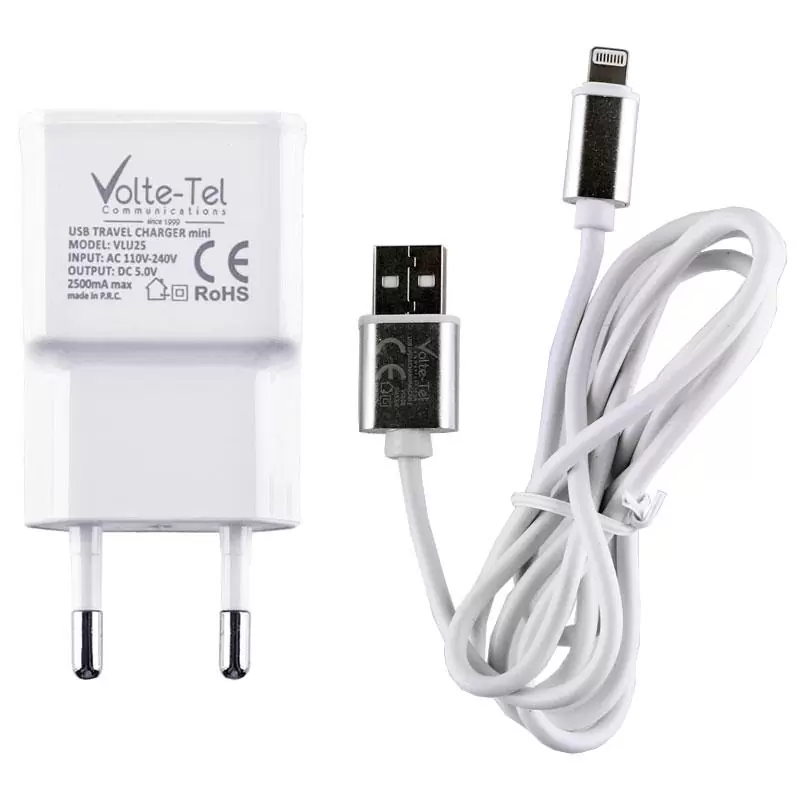 matshop.gr - VOLTE-TEL LIGHTNING (ΦΟΡΤΙΣΗΣ-DATA VCD05+TRAVEL VLU25 2500mA) WHITE