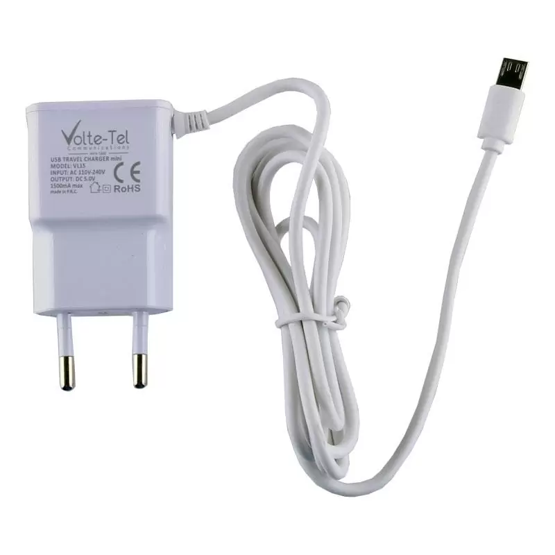 matshop.gr - VOLTE-TEL MICRO USB TRAVEL VL15 1500mA 1.2m WHITE