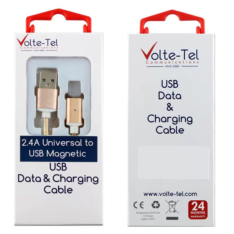 matshop.gr - VOLTE-TEL USB ΦΟΡΤΙΣΗΣ-DATA MAGNETIC BRAIDED VCD08 2.4A 1m GOLD