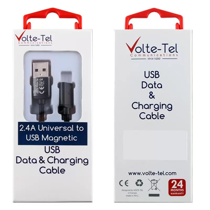 matshop.gr - VOLTE-TEL USB ΦΟΡΤΙΣΗΣ-DATA MAGNETIC BRAIDED VCD08 2.4A 1m BLACK