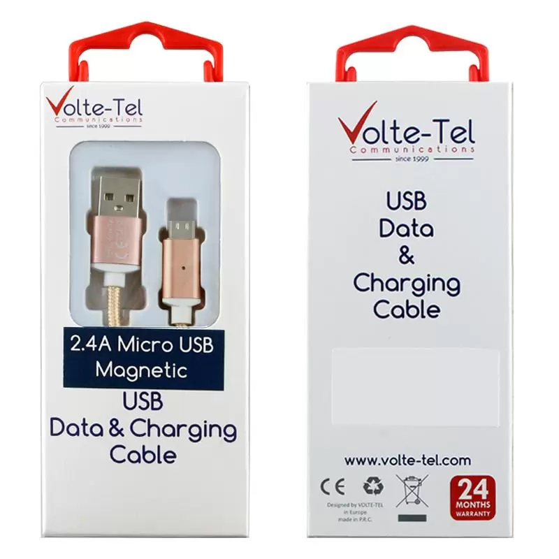 matshop.gr - VOLTE-TEL MICRO USB ΦΟΡΤΙΣΗΣ-DATA MAGNETIC BRAIDED VCD08 2.4A 1m GOLD