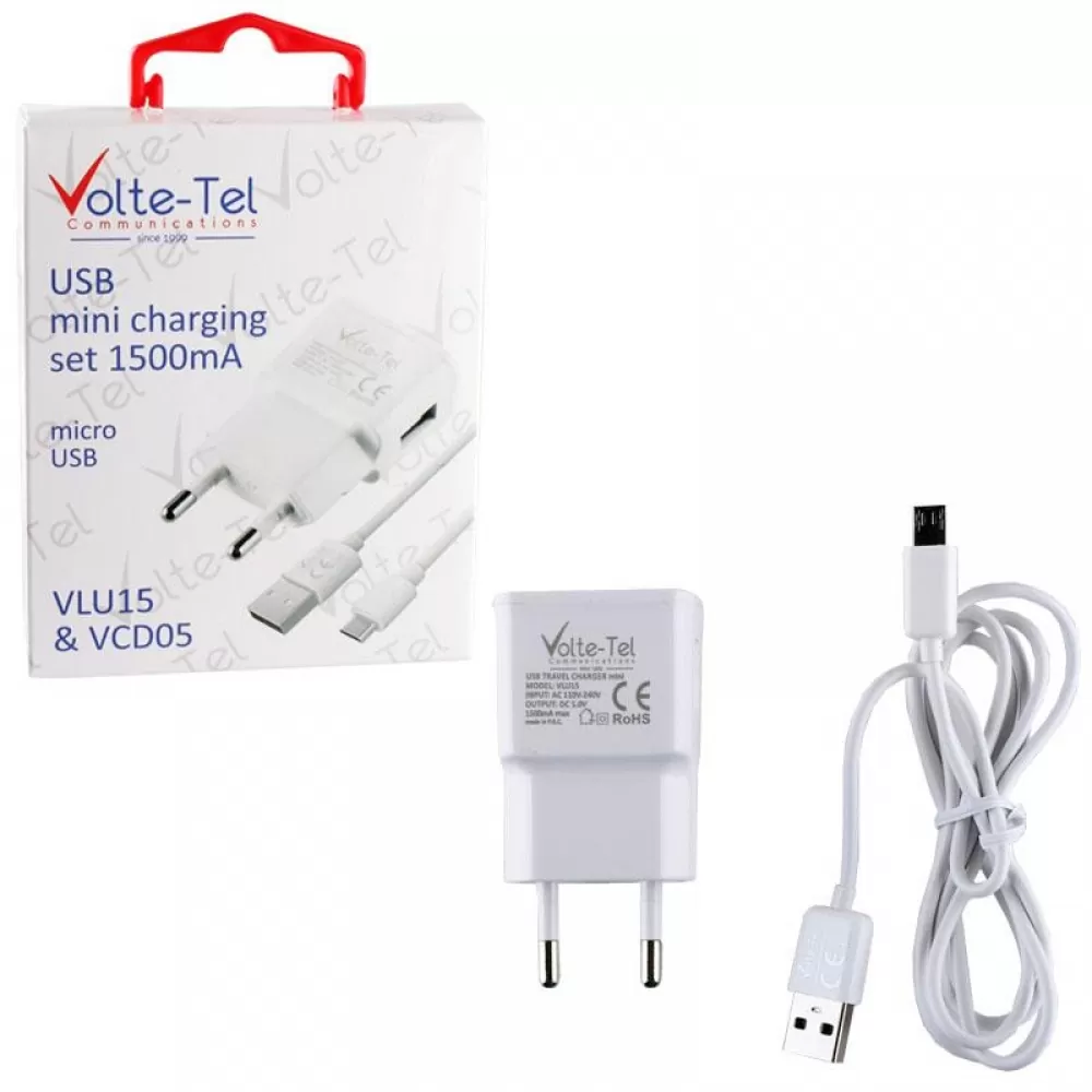 matshop.gr - VOLTE-TEL MICRO USB(ΦΟΡΤΙΣΗΣ-DATA VCD05+TRAVEL VLU15 1500mA) WHITE