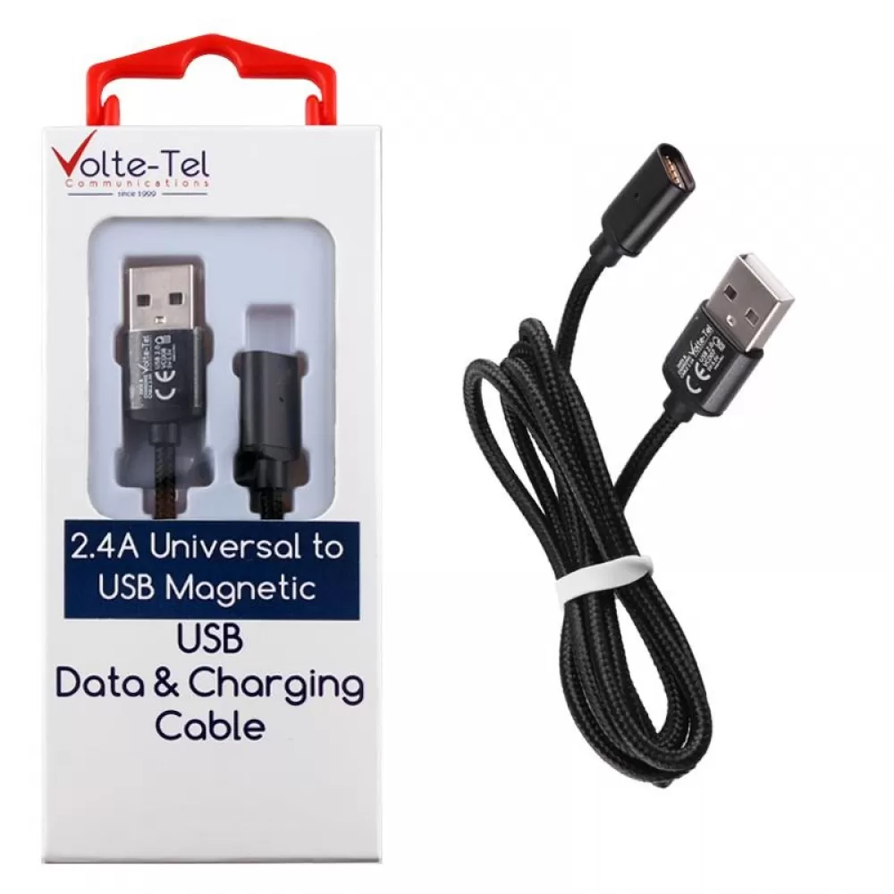 matshop.gr - VOLTE-TEL USB ΦΟΡΤΙΣΗΣ-DATA MAGNETIC BRAIDED VCD08 2.4A 1m BLACK