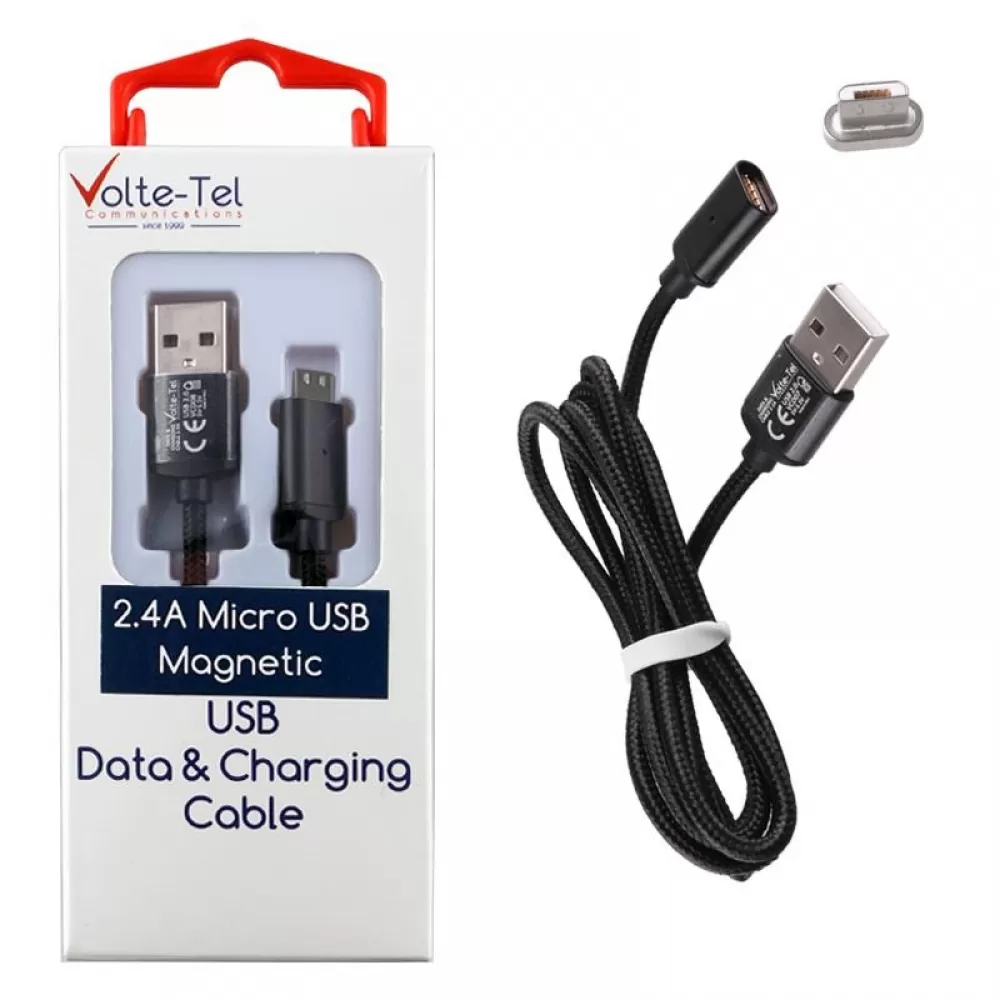 matshop.gr - VOLTE-TEL MICRO USB ΦΟΡΤΙΣΗΣ-DATA MAGNETIC BRAIDED VCD08 2.4A 1m BLACK