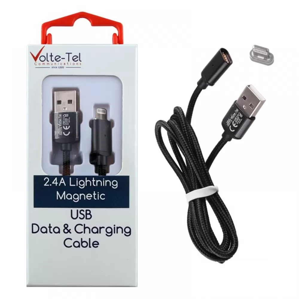 matshop.gr - VOLTE-TEL LIGHTNING USB ΦΟΡΤΙΣΗΣ-DATA MAGNETIC BRAIDED VCD08 2.4A 1m BLACK