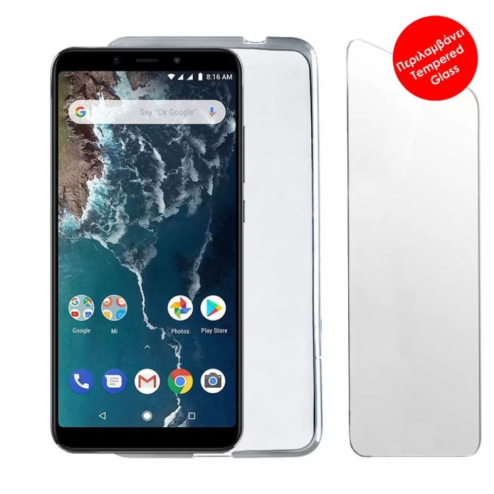 matshop.gr - VOLTE-TEL COMBO MI A2/MI 6X 5.99" TEMPERED 0.30 + ΘΗΚΗ SLIMCOLOR AIR WHITE