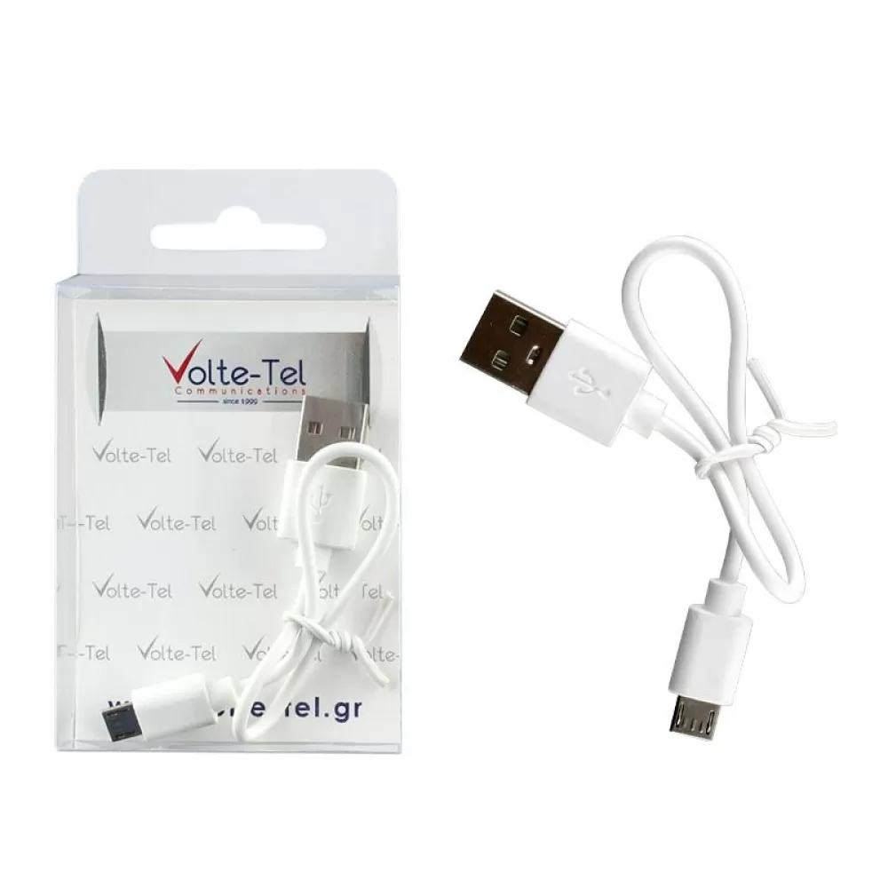 matshop.gr - MICRO USB DEVICES - USB ΦΟΡΤΙΣΤΗΣ 1.5A 0.22m WHITE VOLTE-TEL