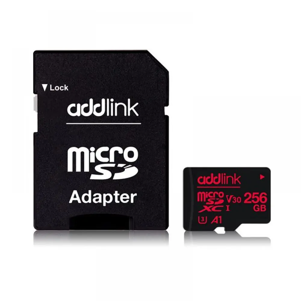 matshop.gr - ADDLINK micro SDHC 256GB UHS-1 U3 A1 V30 4K ULTRA HD R100 MB/S +SD ADAPTOR ad256GBMSXU3A