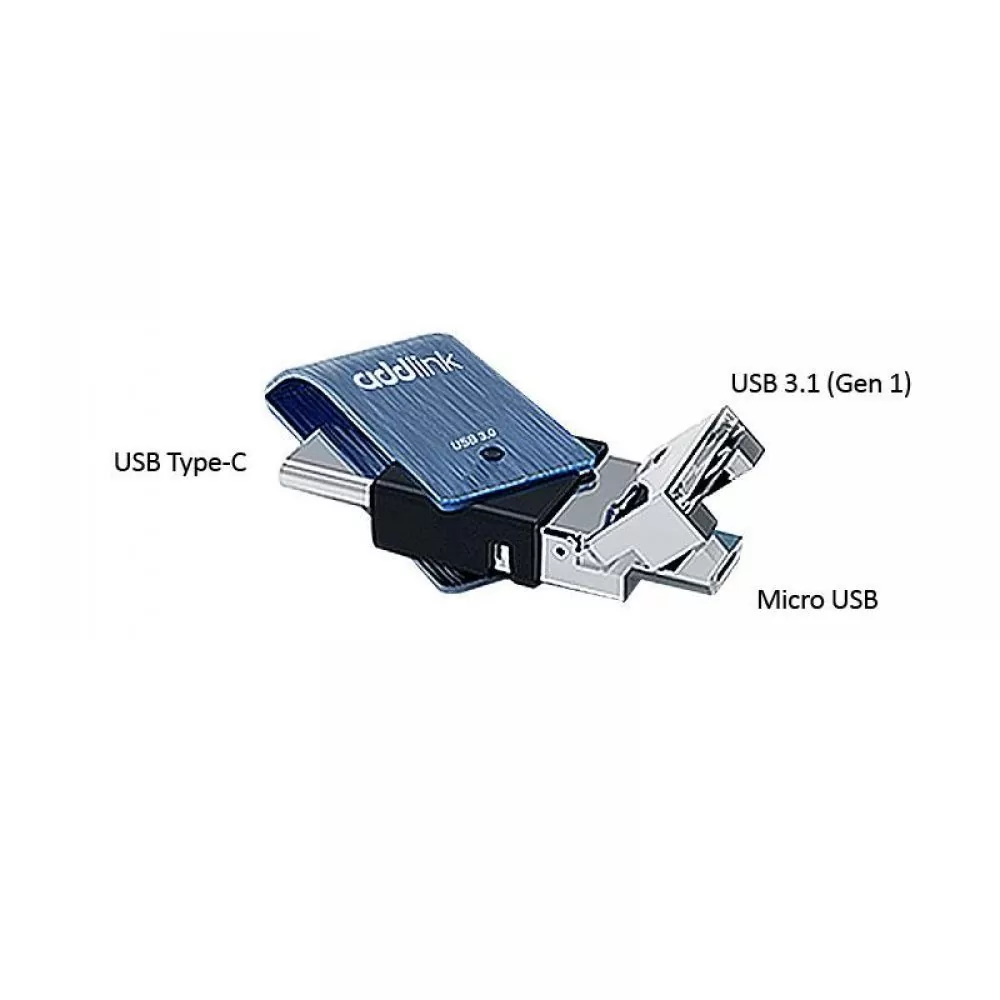 matshop.gr - ADDLINK USB FLASH DRIVE 64GB T80 3in1 USB 3 OTG MICRO USB+TYPE C ad64GBT80B3 BLUE