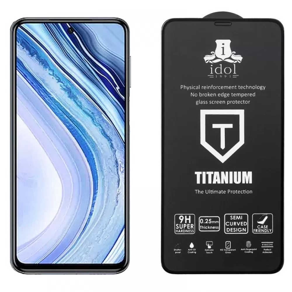 matshop.gr - IDOL 1991 TEMPERED GLASS XIAOMI REDMI NOTE 9S/NOTE 9 PRO MAX 6.67" 9H 0.25mm TITANIUM SEMI CURVED FULL GLUE BLACK