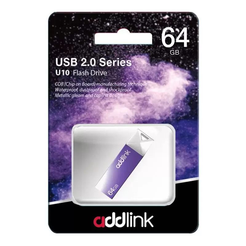 matshop.gr - ADDLINK USB FLASH DRIVE 64GB U10 USB 2.0 ALUMINIUM ad64GBU10V2 ULTRA VIOLET