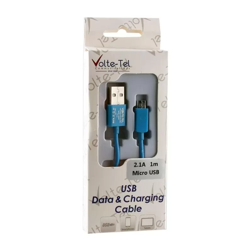 matshop.gr - VOLTE-TEL MICRO USB DEVICES USB ΦΟΡΤΙΣΗΣ-DATA 2.1A 1m VCD01 BLUE