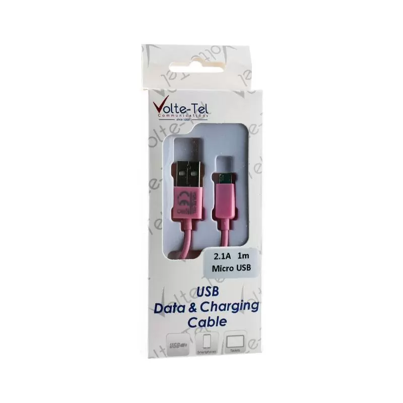 matshop.gr - VOLTE-TEL MICRO USB DEVICES USB ΦΟΡΤΙΣΗΣ-DATA 2.1A 1m VCD01 PINK