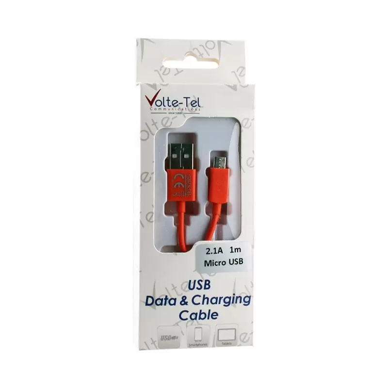 matshop.gr - VOLTE-TEL MICRO USB DEVICES USB ΦΟΡΤΙΣΗΣ-DATA 2.1A 1m VCD01 ORANGE