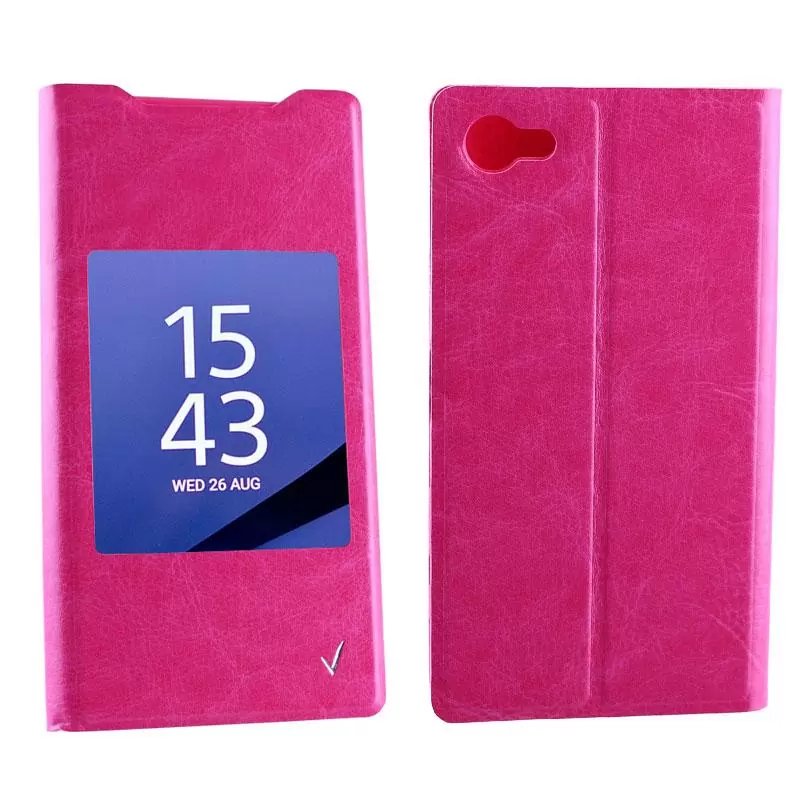 matshop.gr - VOLTE-TEL ΘΗΚΗ SONY XPERIA Z5 COMPACT E5803 LEATHER-TPU VIEW BOOK STAND PINK