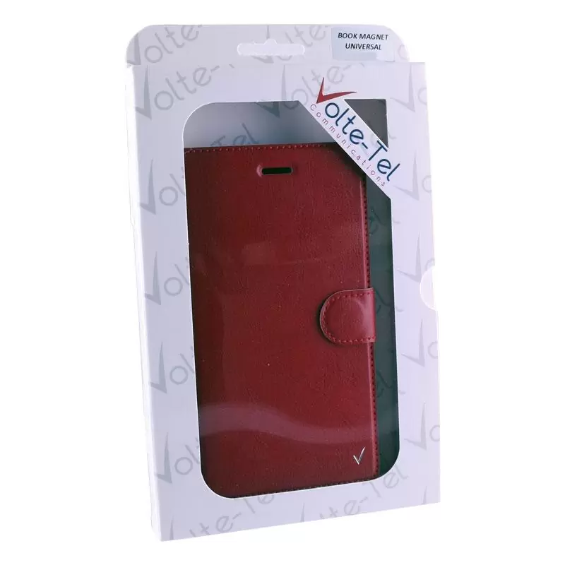 matshop.gr - VOLTE-TEL ΘΗΚΗ UNIVERSAL 5.1"-5.7" LEATHER BOOK 3M MAGNET RED