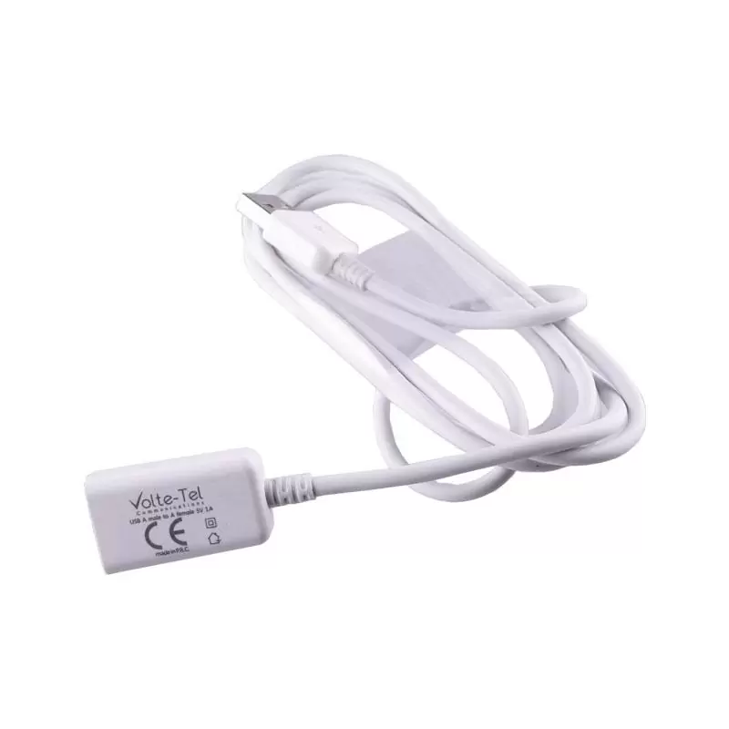 matshop.gr - VOLTE-TEL ΚΑΛΩΔΙΟ Η/Υ USB (A-MALE)->USB (A-FEMALE)USB2.0 2.1A 1.5m WHITE