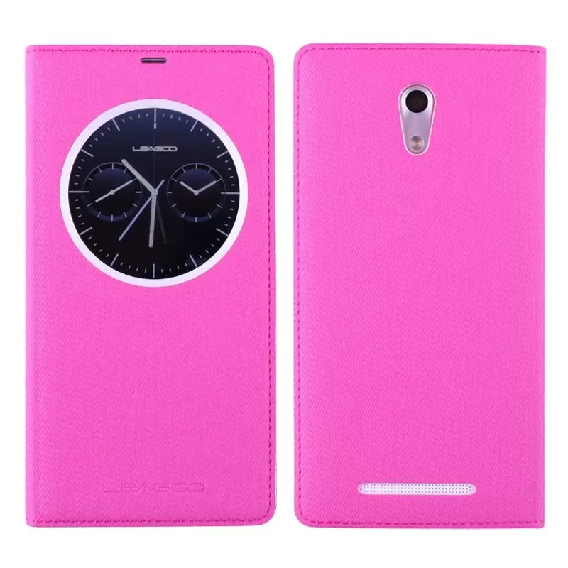 matshop.gr - ΘΗΚΗ LEAGOO ELITE 4 LEATHER BATTERY COVER VIEW BOOK PINK OR