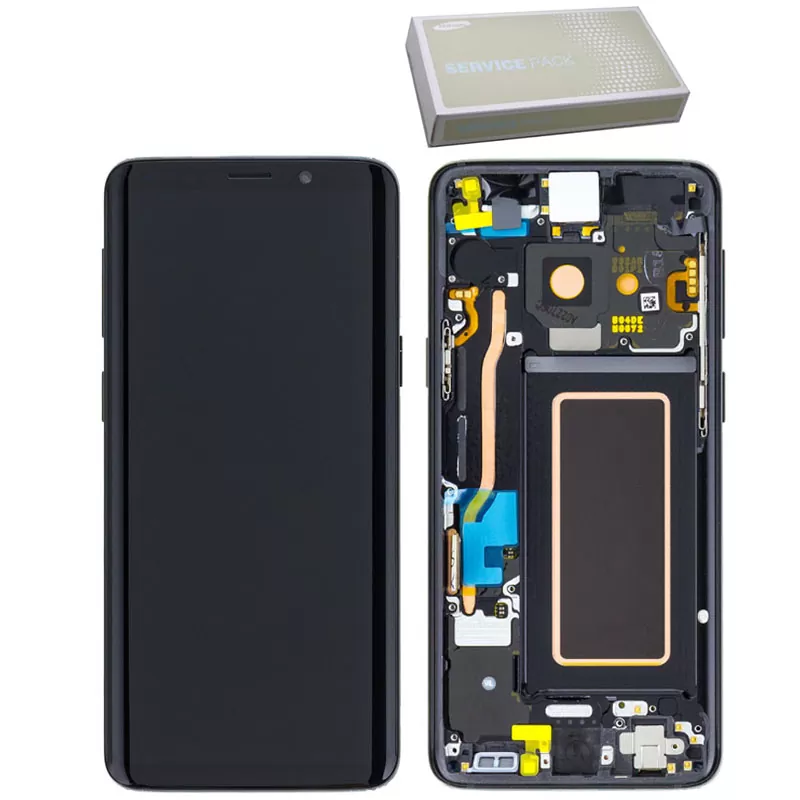 matshop.gr - SAMSUNG G960F S9 ΟΘΟΝΗ + TOUCH SCREEN + LENS + FRONT GH97-21696A BLACK ORIGINAL SERVICE PACK