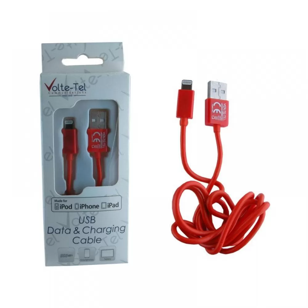 matshop.gr - VOLTE-TEL LIGHTNING USB 2.1A ΦΟΡΤΙΣΗΣ-DATA 1m ORANGE VCD01 iOS11