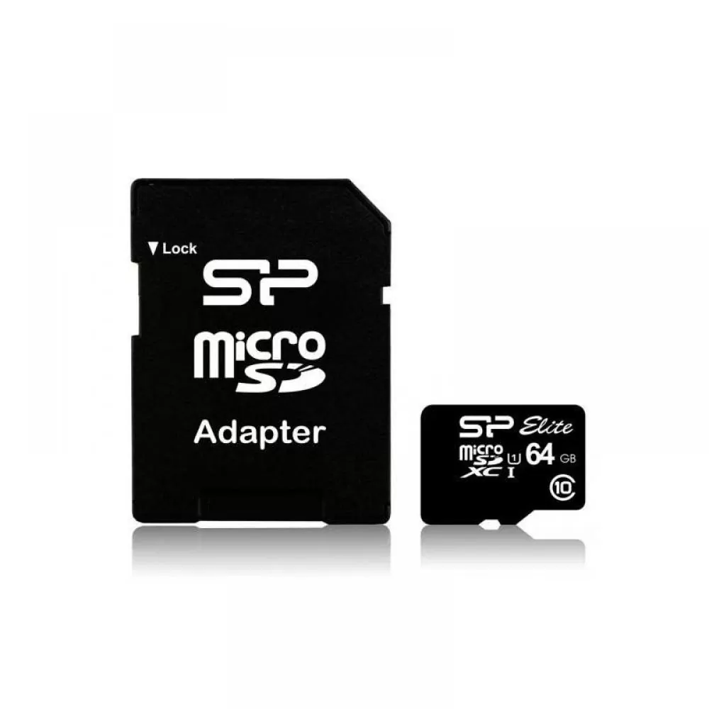 matshop.gr - SILICON POWER micro SDHC 64GB CLASS 10 UHS-1 ELITE 4K FULL HD R100/W10 MB/S + SD ADAPTOR SP064GBSTXBU1V10SP
