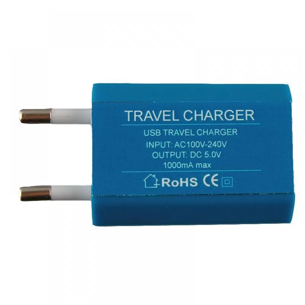 matshop.gr - USB TRAVEL CHARGER mini 1000mA BLUE