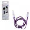 matshop.gr - VOLTE-TEL USB 2in1 FLAT 2.1A ΦΟΡΤ-DATA 1m MICRO USB+LIGHTNING PURPLE