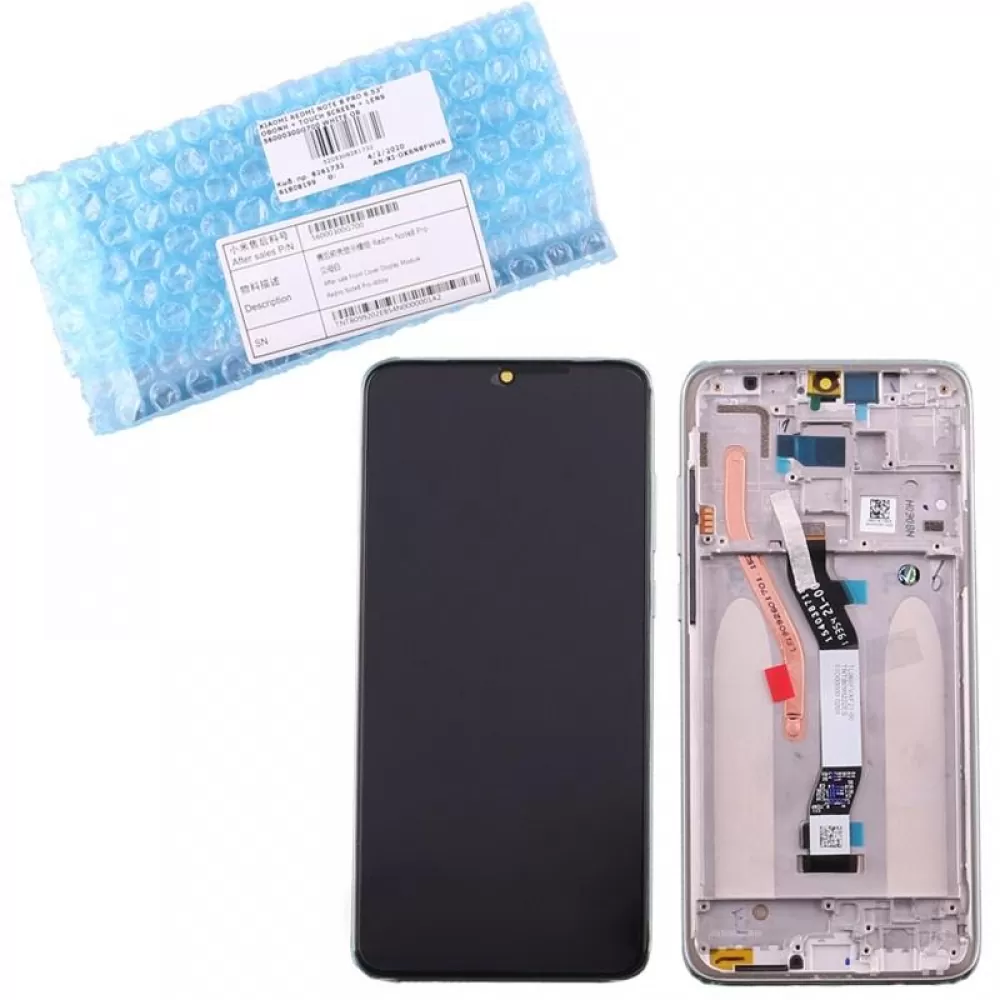 matshop.gr - XIAOMI REDMI NOTE 8 PRO ΟΘΟΝΗ + TOUCH SCREEN + LENS + FRAME 56000300G700 WHITE ORIGINAL SERVICE PACK