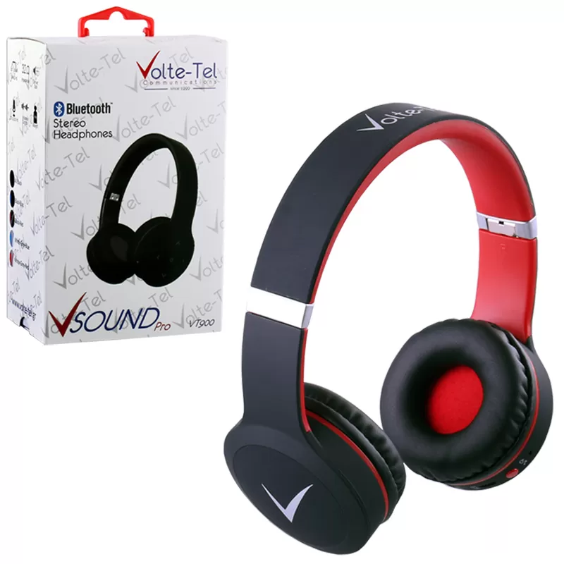 matshop.gr - VOLTE-TEL STEREO BLUETOOTH HEADPHONES V SOUND PRO VT900 BLACK-RED