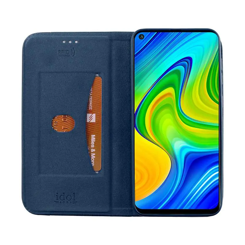 matshop.gr - IDOL 1991 ΘΗΚΗ XIAOMI REDMI NOTE 9 6.67" ELITE ANTI-RFID BOOK STAND BLUE