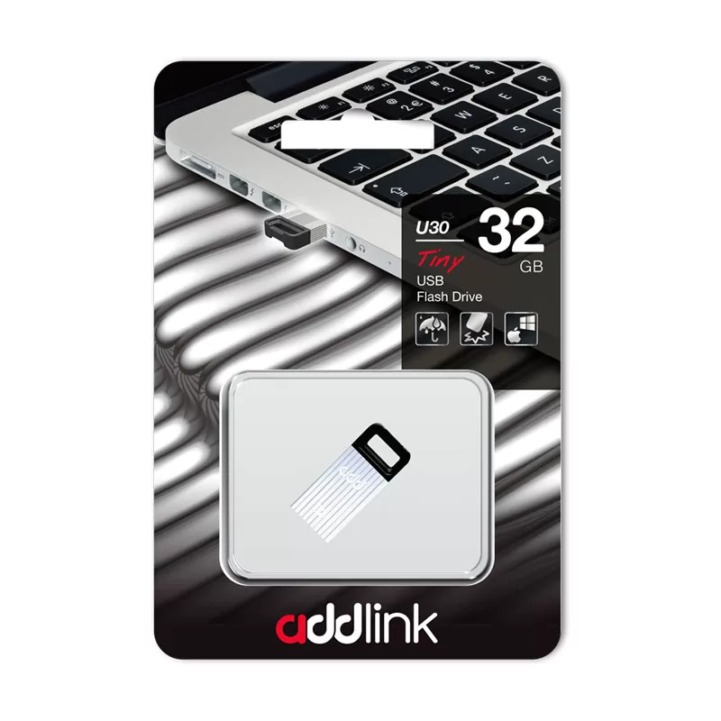 matshop.gr - ADDLINK USB FLASH DRIVE 32GB U30 USB 2.0 ALUMINIUM ad32GBU30S2 SILVER