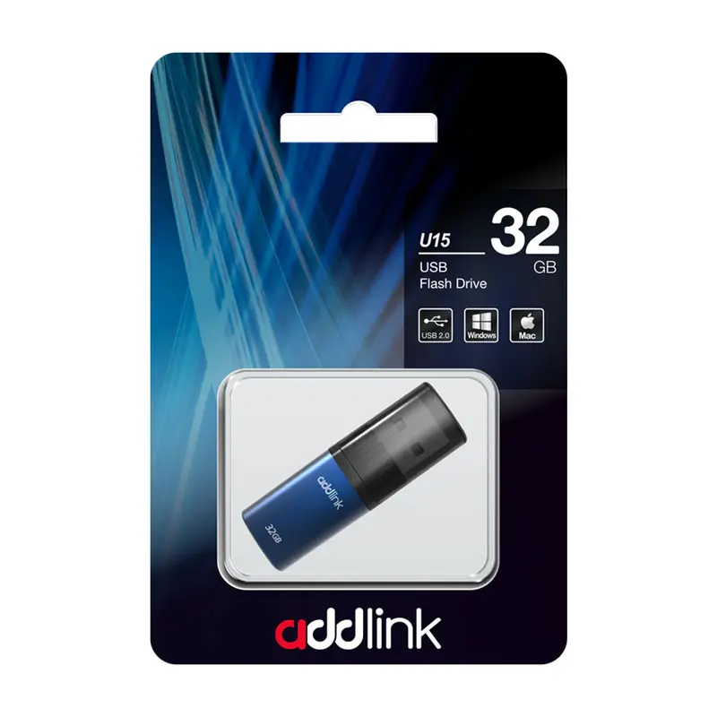 matshop.gr - ADDLINK USB FLASH DRIVE 32GB U15 USB 2.0 ALUMINIUM ad32GBU15B2 BLUE
